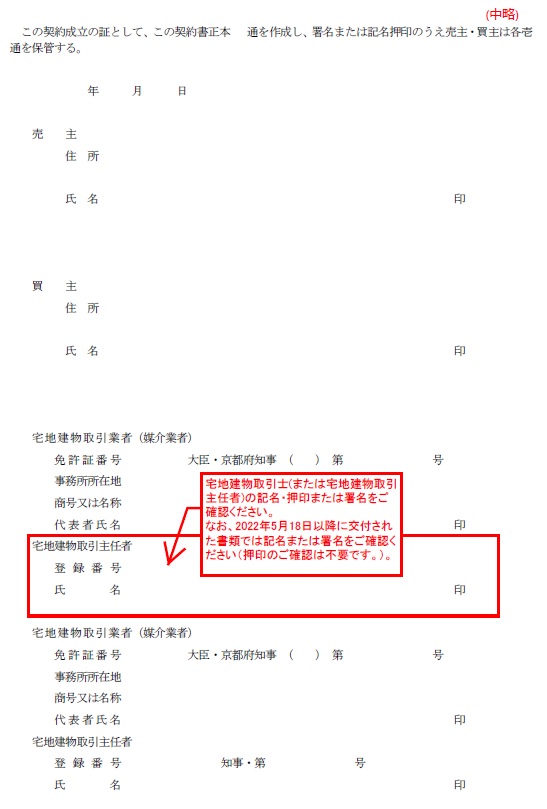 宅地建物取引業者が交付する不動産売買契約書3