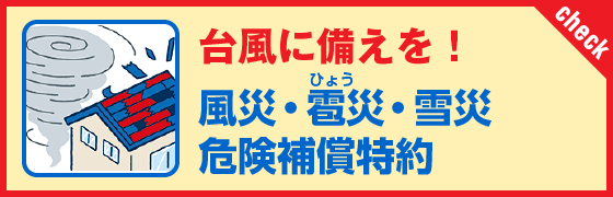台風に備えを！風災・雹災・雪災危険補償特約