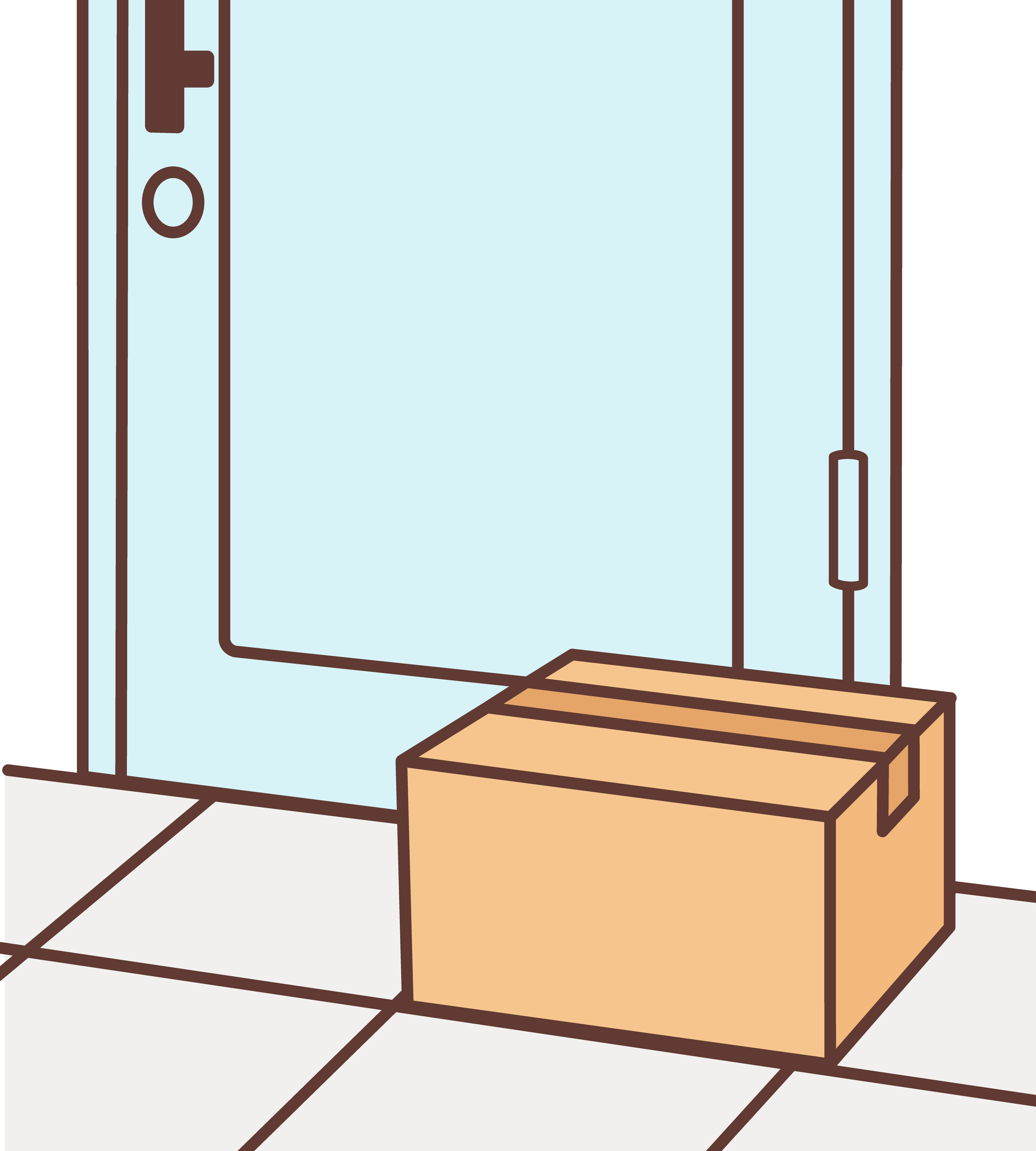 置き配された段ボール箱のイラスト